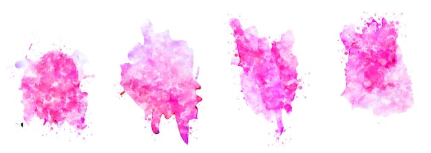 Set of Isolated Abstract pink watercolor on white background. This is watercolor splash.