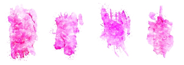 Set of Isolated Abstract pink watercolor on white background. This is watercolor splash.