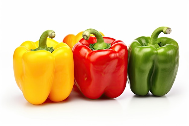 Set of isolated bell peppers on white background