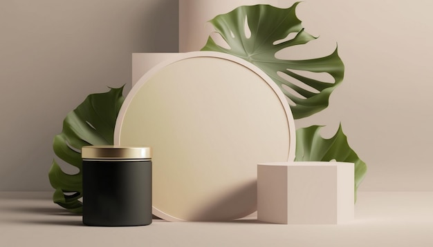 A set of items including a box, a plant and a mirror.