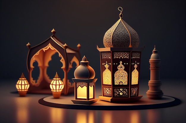 A set of lanterns and lights with the words ramadan generative ai