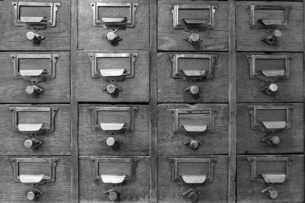 Photo a set of little wooden crates in the library catalogue