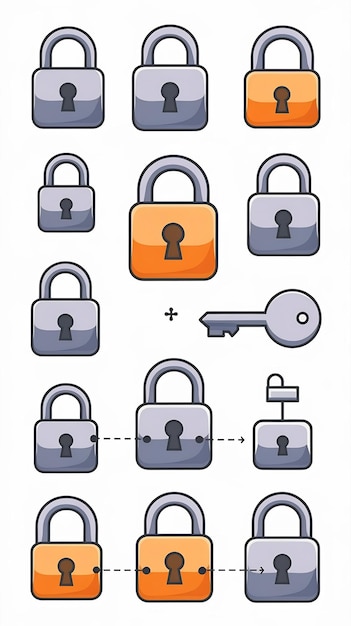 Set of lock icons vector eps10 illustration