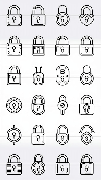 Photo set of lock icons on white background vector eps10 illustration