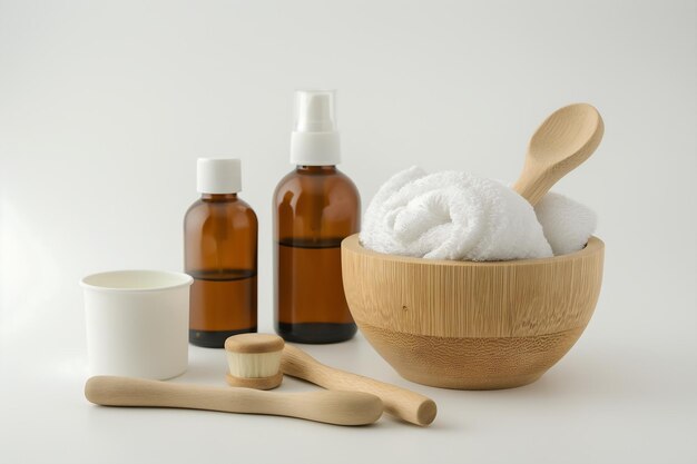 set of massage products set for skin treatment isolated on a white background