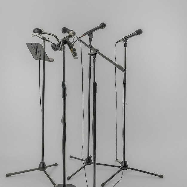 a set of microphones with a microphone on the top of it