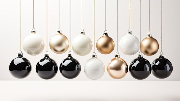 Photo a set of minimalist christmas tree decorations made in one color or design solid patterns create an elegant and cohesive look against a white background