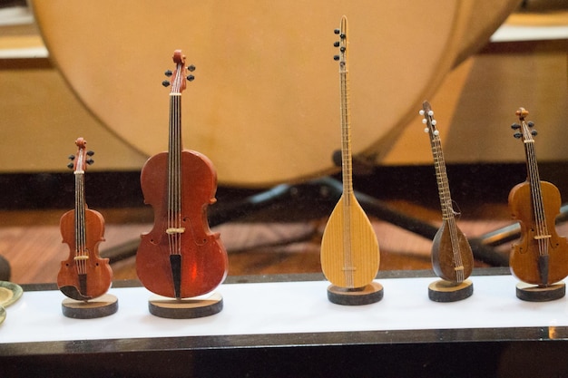 Set of models of wooden musical instruments