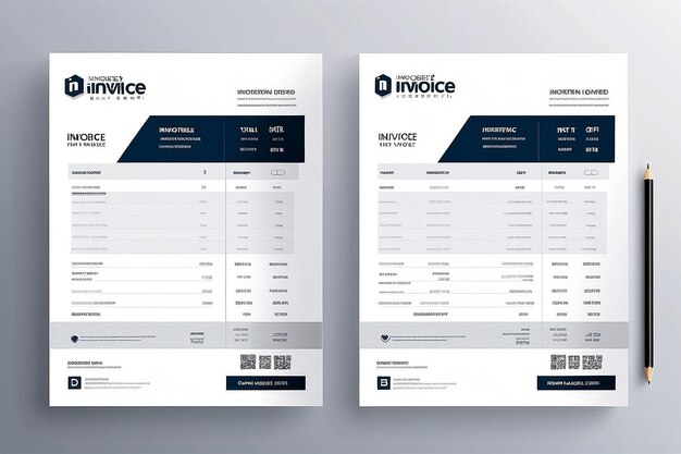 Photo set of modern professional invoice design