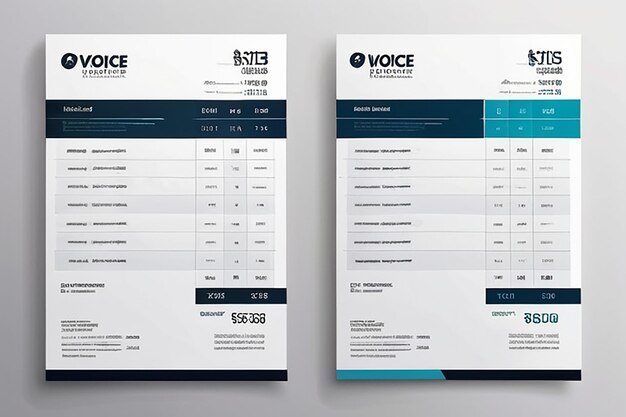 Photo set of modern professional invoice design