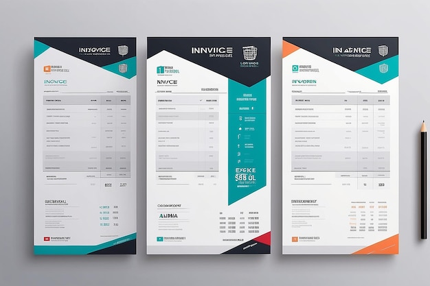 Photo set of modern professional invoice design