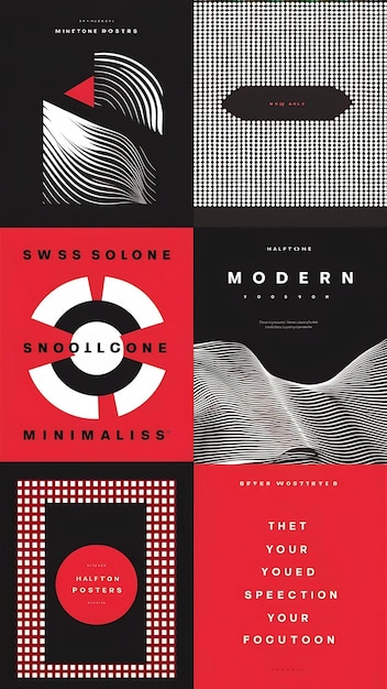 Photo set of monochrome halftone posters collection of modern minimalist posters swiss design covers