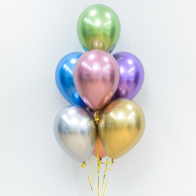 Set of multicolored helium balloons