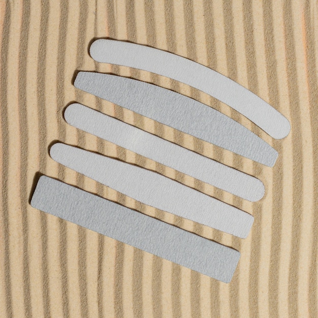 A set of nail files Tools for nail care Trendy mockup Showcase with cosmetic devices