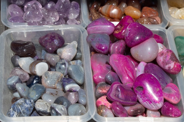 Set of natural mineral gemstones