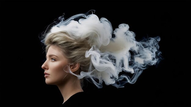 Set of natural white smoke isolated on black background