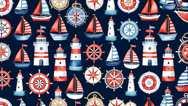 Photo a set of nautical themed nautical items including sailboats and sailboats