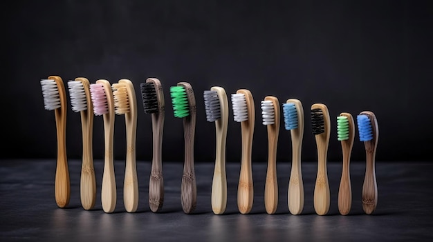 Set_of_bamboo_toothbrushes_Different_color with Generative AI Technology