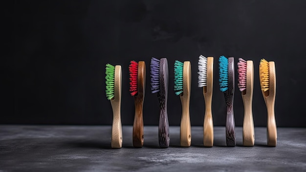 Set_of_bamboo_toothbrushes_Different_color with Generative AI Technology