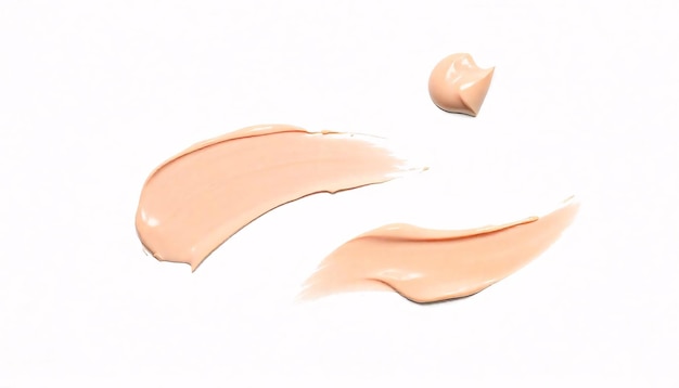 Photo set of paint brush stroke pink swatches of liquid foundation ai generated