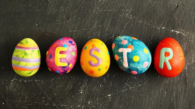 Photo a set of painted easter eggs with the word  open  painted on them