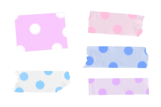 a set of paper tape polka dot paper tape washi tape cute tape isolated Front view high resolution