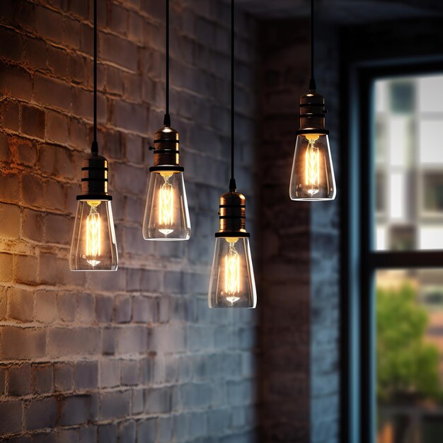 a set of pendant lights in a modern minimalist style