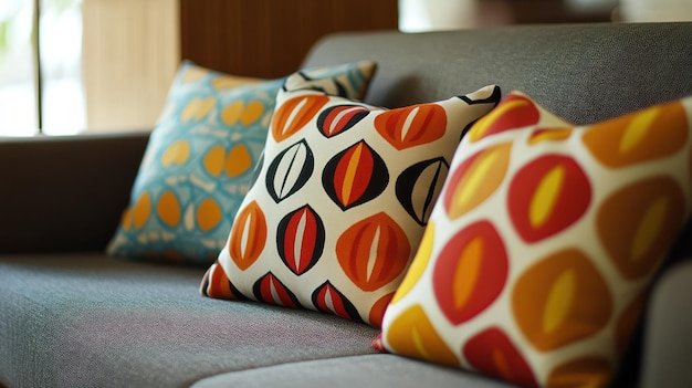 Photo a set of pillows with a circle on the front