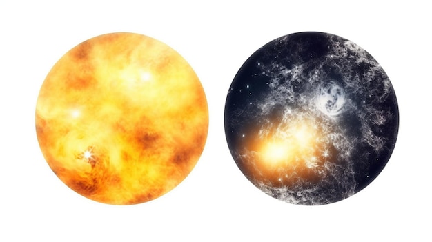 A set of planets with a moon in the center