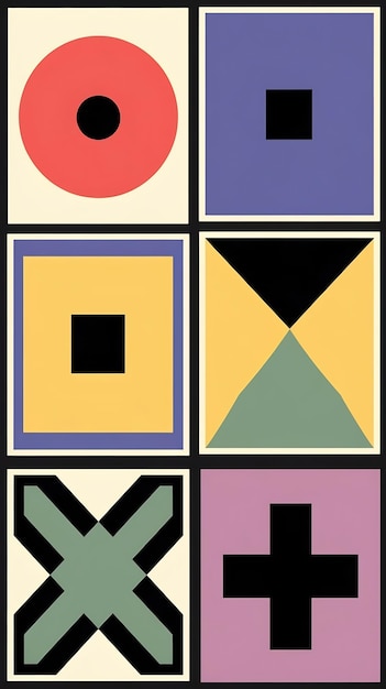 Photo set of postmodern inspired posters vector design cool geometric abstract modernist placards