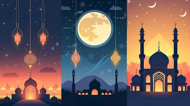 set of Ramadan sale banner template