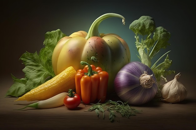 Set of raw healthy vegetables isolated in studio Ai generated