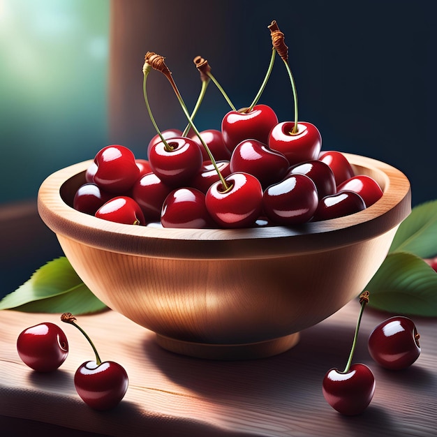 Photo set of red cherries on isolate transparency background