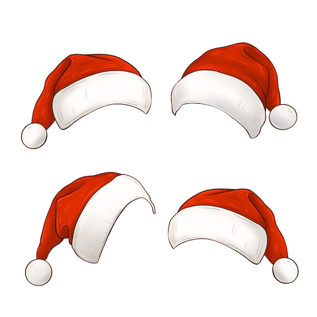 Set of red Santa Claus hats Christmas hat illustration