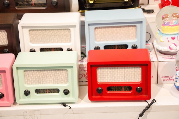 Set of retro styled old radios