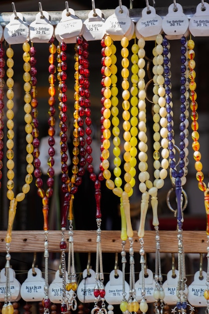 Set of rosary praying beads of for meditation and praying