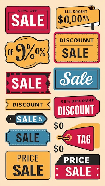 Set of Sale label icon signs Vector Discount Signs Price tag badges