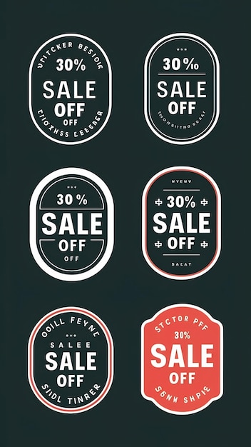 Photo set of sale tag 30 off stickers vector design cool trendy modern promo badges