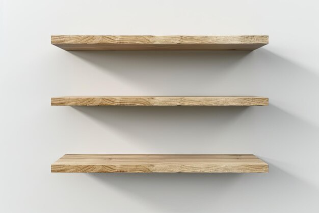 Photo set of shelves isolated on a wall