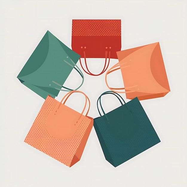 Photo set of shopping bags isolated icon