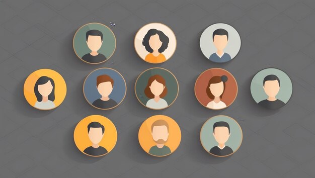 Photo a set of simple round profile pictures for diverse individuals in a modern style