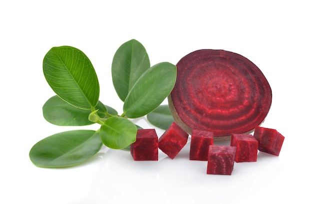 Set of slice fresh beetroot isolated on white background