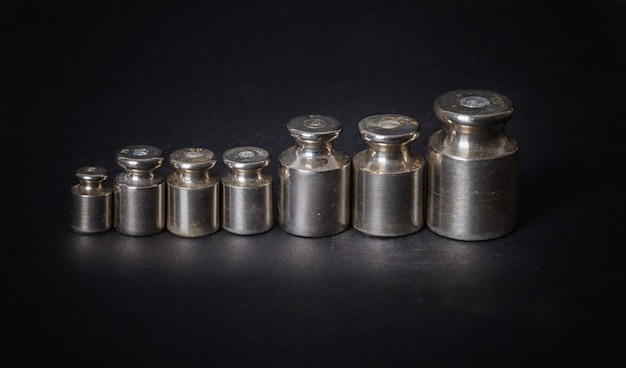 A set of small metal weights