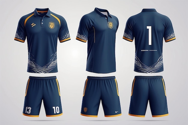 Set of soccer polo kit or football jersey template for football club