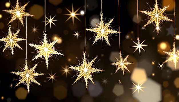 Photo set of sparkling stars on transparent background glow effect christmas concept festive lights