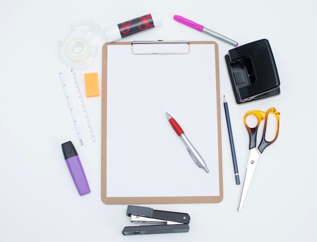 Set of stationary on the white background