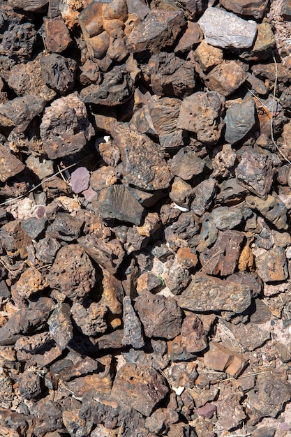 Set of stones photographed closeup with different shapes and textures