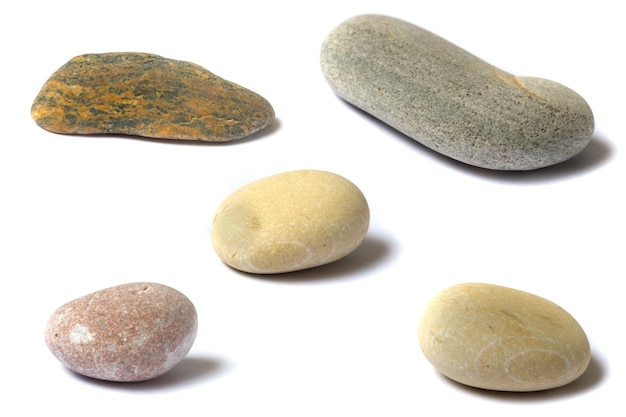 A set of stones with a shadow isolated on a white background. High quality photo