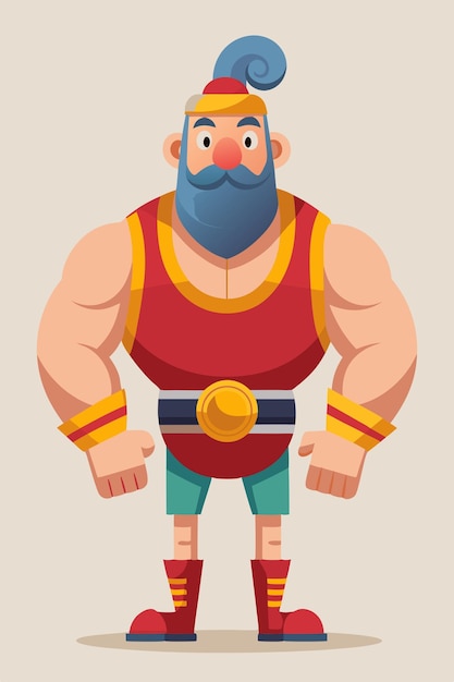 Set of Strong Man Characters Cartoon Illustration