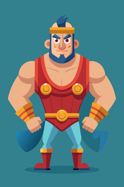 Set of Strong Man Characters Cartoon Illustration